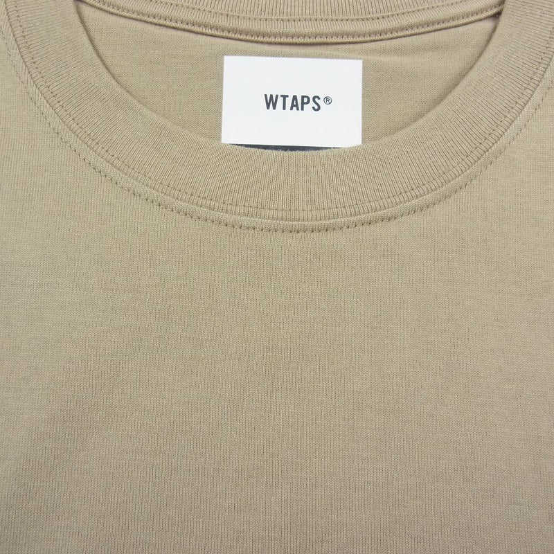 WTAPS ダブルタップス 21SS 211ATDT-LT01S WTVUA LS TEE プリント 長袖 Tシャツ ベージュ系 3【極上美品】【中古】