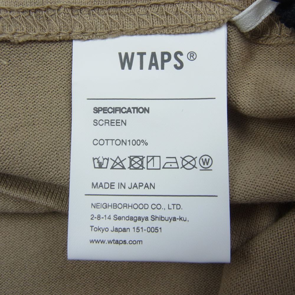 WTAPS ダブルタップス 21SS 211ATDT-LT01S WTVUA LS TEE プリント 長袖 Tシャツ ベージュ系 3【極上美品】【中古】