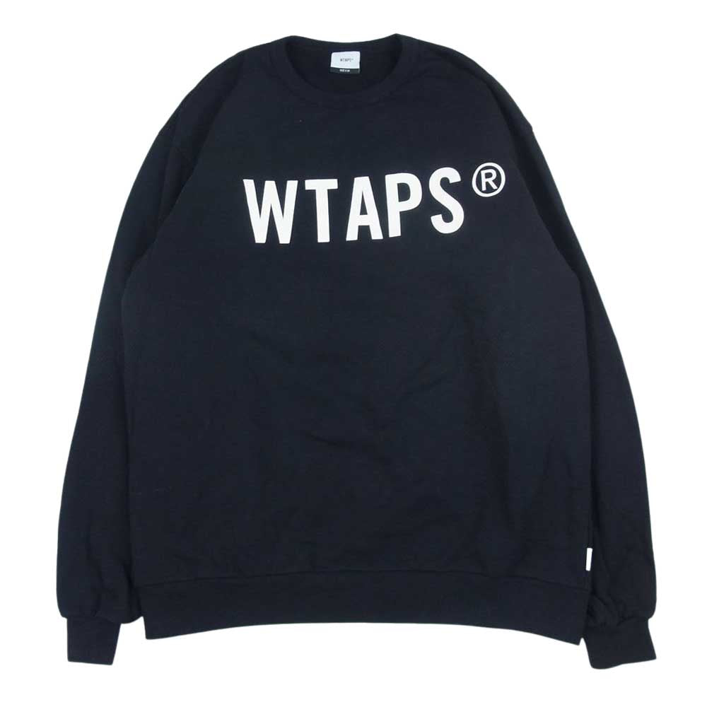 WTAPS ダブルタップス 21AW SCREEN WTAPS WTVUA ロゴ プリント クルーネック スウェット ブラック系 4【中古】