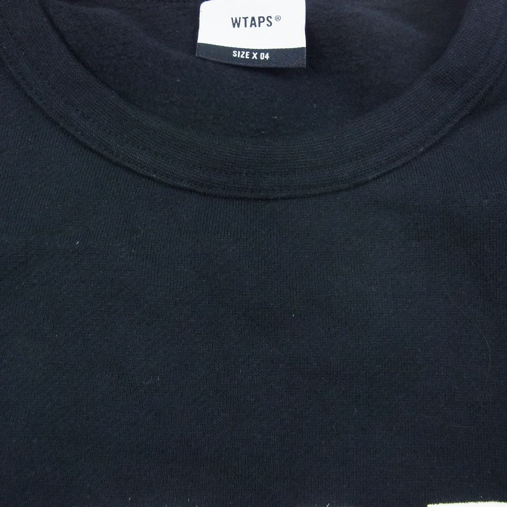 WTAPS ダブルタップス 21AW SCREEN WTAPS WTVUA ロゴ プリント クルーネック スウェット ブラック系 4【中古】