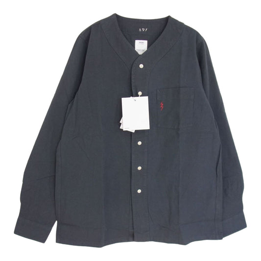 VISVIM ビズビム 0118205011004 18AW FREE EDGE BASEBALL COLLAR SHIRTS フリー エッジ ベースボール カラー シャツ チャコール系 2【美品】【中古】