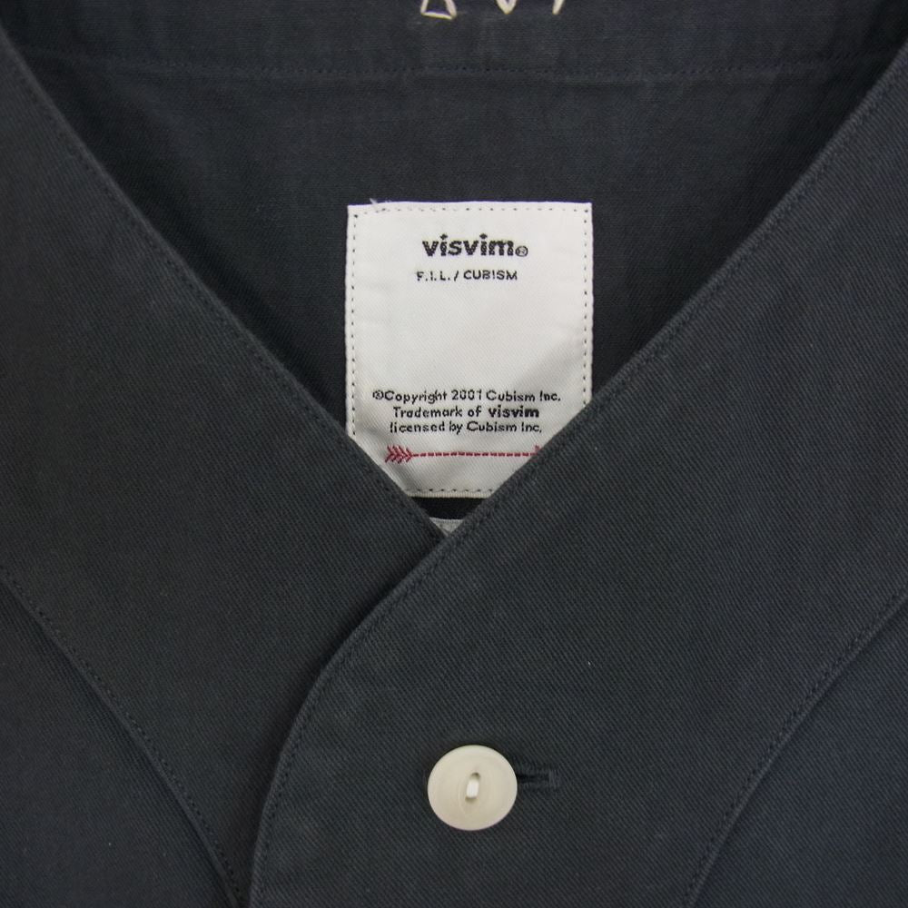 VISVIM ビズビム 0118205011004 18AW FREE EDGE BASEBALL COLLAR SHIRTS フリー エッジ ベースボール カラー シャツ チャコール系 2【美品】【中古】