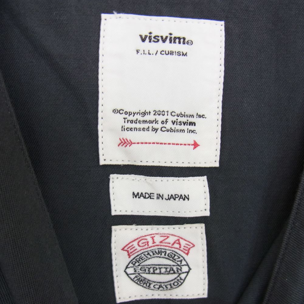VISVIM ビズビム 0118205011004 18AW FREE EDGE BASEBALL COLLAR SHIRTS フリー エッジ ベースボール カラー シャツ チャコール系 2【美品】【中古】