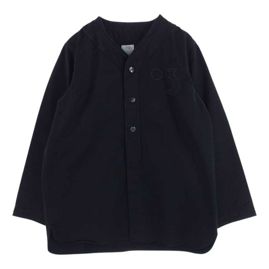 VISVIM ビズビム 0117205011028 17AW DUGOUT SHIRT ダグアウト ノーカラー ベースボール シャツ ブラック系 3【中古】