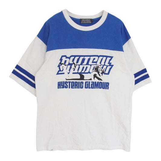 HYSTERIC GLAMOUR ヒステリックグラマー 02222CT11 LAY DAY WOMAN レイ デイ ウーマン オーバーサイズTシャツ ブルー系 M【美品】【中古】