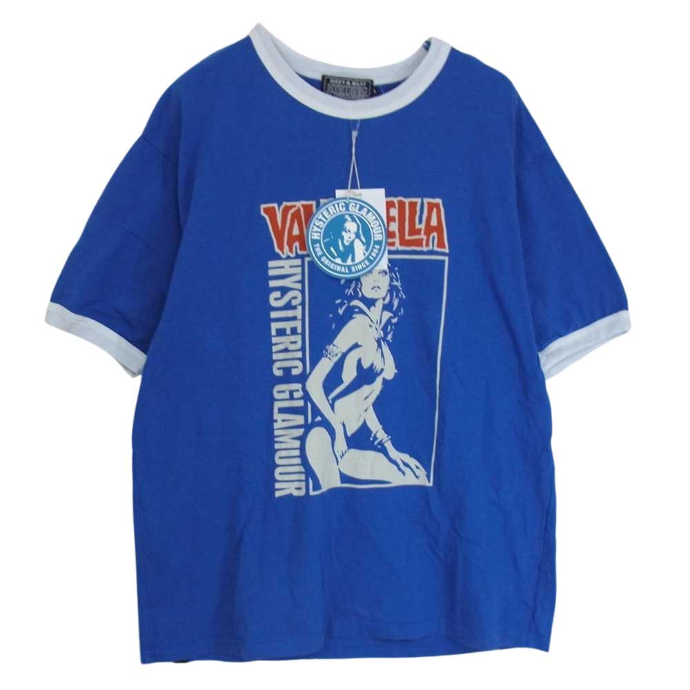 HYSTERIC GLAMOUR ヒステリックグラマー 02222CT02 VAMPIRELLA ヴァンピレラ ガールプリント リンガー Tシャツ ブルー系 L【中古】