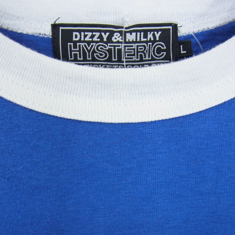 HYSTERIC GLAMOUR ヒステリックグラマー 02222CT02 VAMPIRELLA ヴァンピレラ ガールプリント リンガー Tシャツ ブルー系 L【中古】