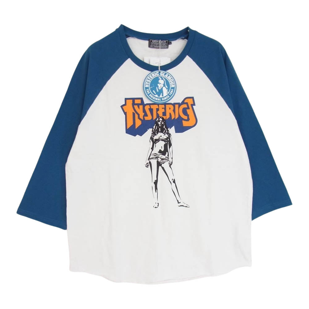 HYSTERIC GLAMOUR ヒステリックグラマー 02231CL01 BAD AS MAMA  バッド アズ ママ 七分袖Tシャツ ブルー系 L【新古品】【未使用】【中古】