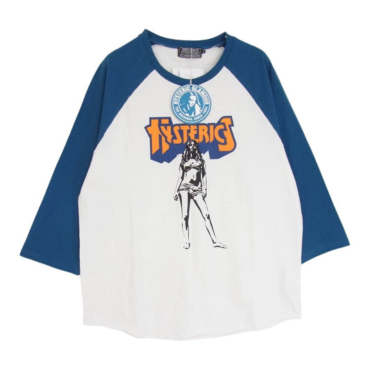 HYSTERIC GLAMOUR ヒステリックグラマー 02231CL01 BAD AS MAMA  バッド アズ ママ 七分袖Tシャツ ブルー系 L【新古品】【未使用】【中古】