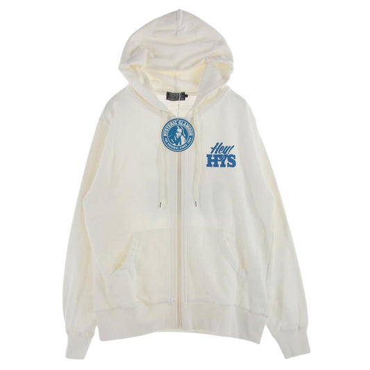 HYSTERIC GLAMOUR ヒステリックグラマー 02231CF08 HEY! ヘイ ジップパーカー ジップフーディー  オフホワイト系 L【新古品】【未使用】【中古】