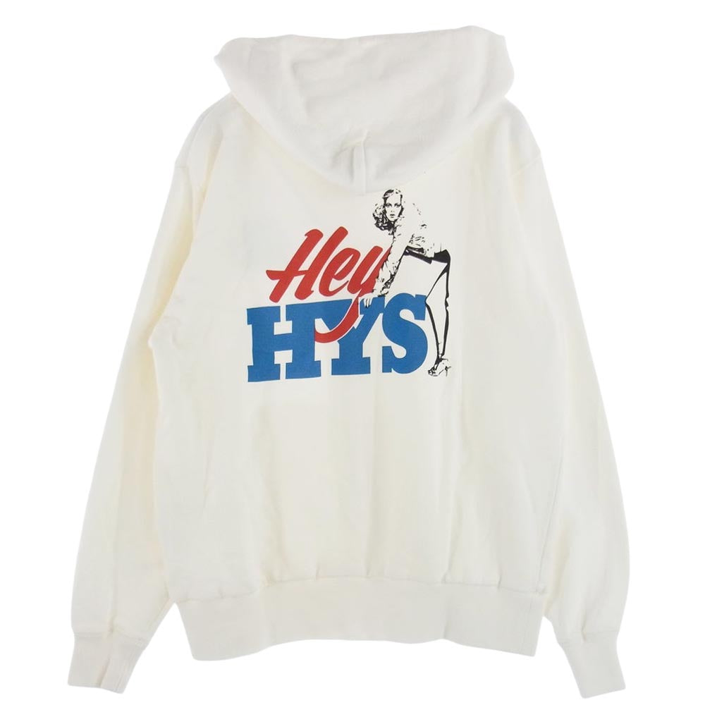 HYSTERIC GLAMOUR ヒステリックグラマー 02231CF08 HEY! ヘイ ジップパーカー ジップフーディー  オフホワイト系 L【新古品】【未使用】【中古】