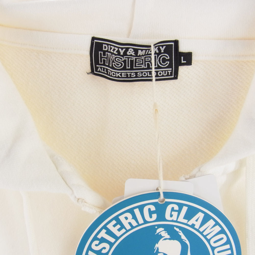 HYSTERIC GLAMOUR ヒステリックグラマー 02231CF08 HEY! ヘイ ジップパーカー ジップフーディー  オフホワイト系 L【新古品】【未使用】【中古】