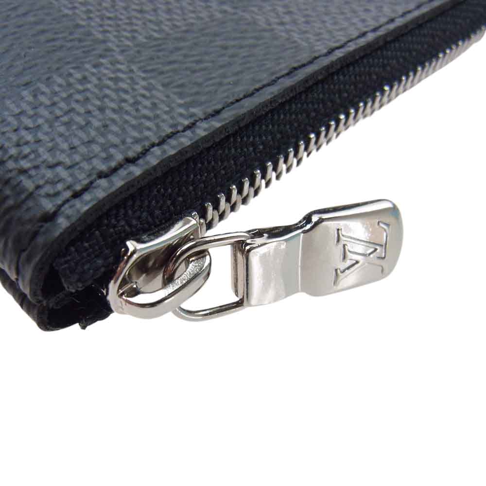 LOUIS VUITTON ルイ・ヴィトン N60155 ダミエ グラフィット ポシェット クレ コインケース ブラック系【美品】【中古】