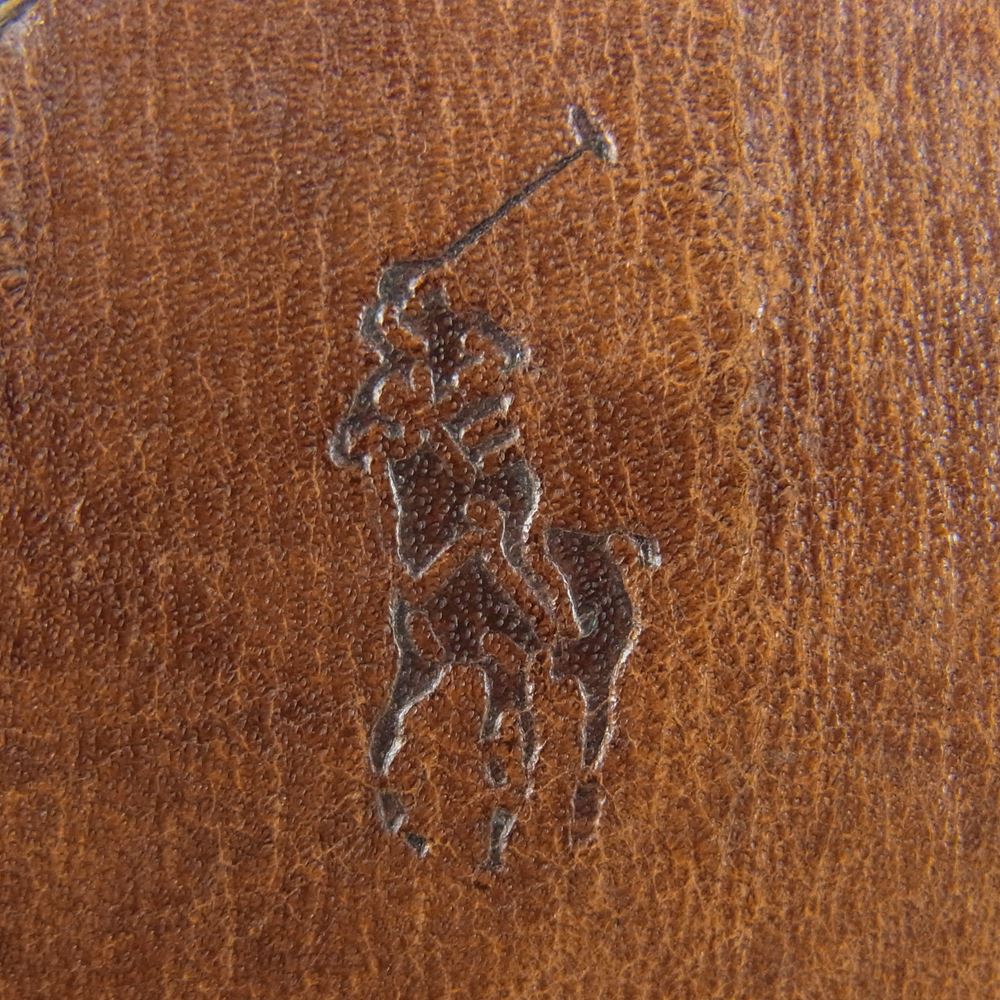 POLO RALPH LAUREN ポロ・ラルフローレン 編み込み ダブル レザー リング ベルト 英国製 ブラウン系【中古】