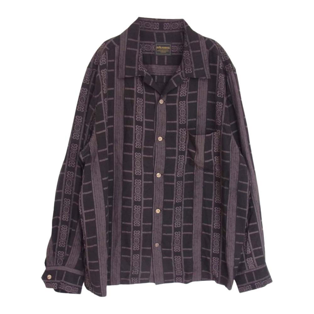 GLADHAND & Co. グラッドハンド BYGH-21-SS-07 EMPIRE GLAD-L/S SHIRTS レーヨン リネン混 オープンカラー 長袖 シャツ ブラック系 XL【中古】