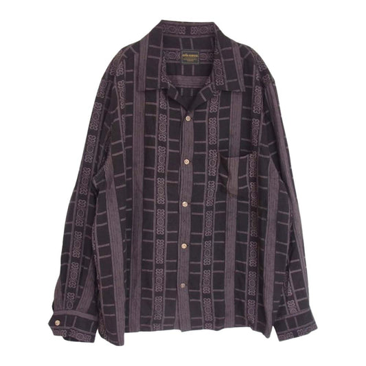 GLADHAND & Co. グラッドハンド BYGH-21-SS-07 EMPIRE GLAD-L/S SHIRTS レーヨン リネン混 オープンカラー 長袖 シャツ ブラック系 XL【中古】