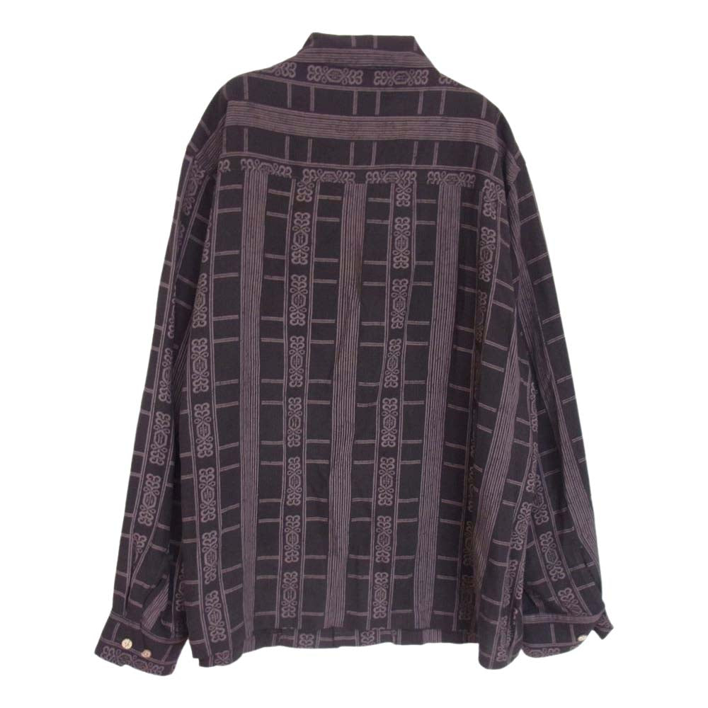 GLADHAND & Co. グラッドハンド BYGH-21-SS-07 EMPIRE GLAD-L/S SHIRTS レーヨン リネン混 オープンカラー 長袖 シャツ ブラック系 XL【中古】