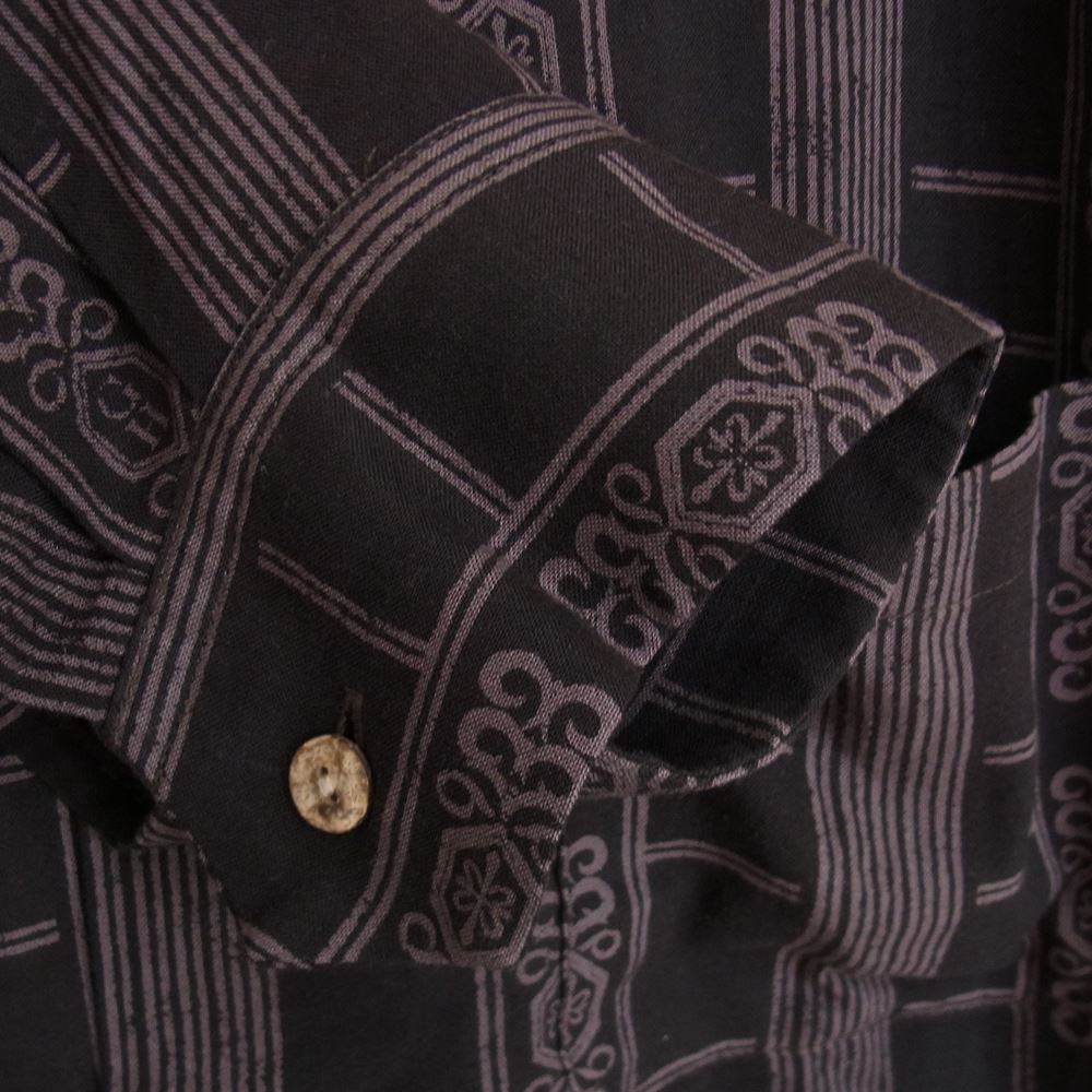 GLADHAND & Co. グラッドハンド BYGH-21-SS-07 EMPIRE GLAD-L/S SHIRTS レーヨン リネン混 オープンカラー 長袖 シャツ ブラック系 XL【中古】