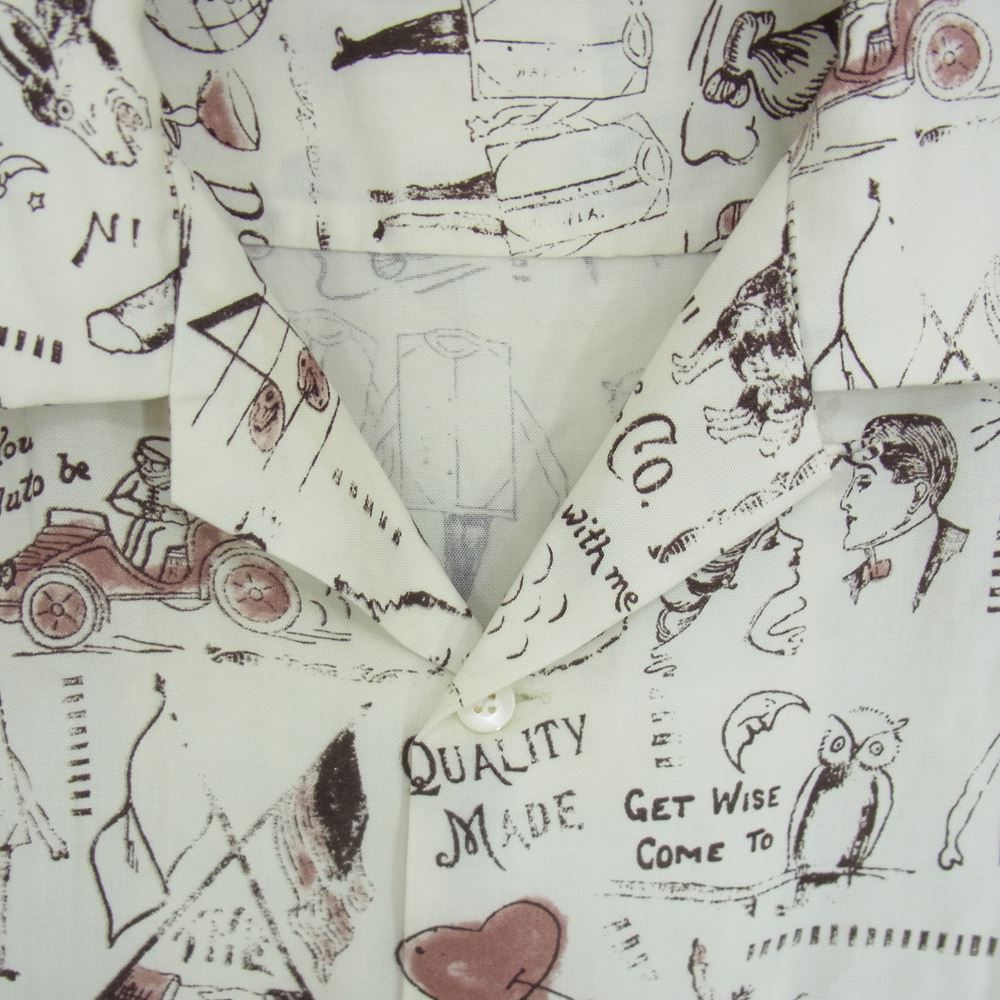 GLADHAND & Co. グラッドハンド Post Cards オープンカラー 半袖 シャツ オフホワイト系 2XL【中古】