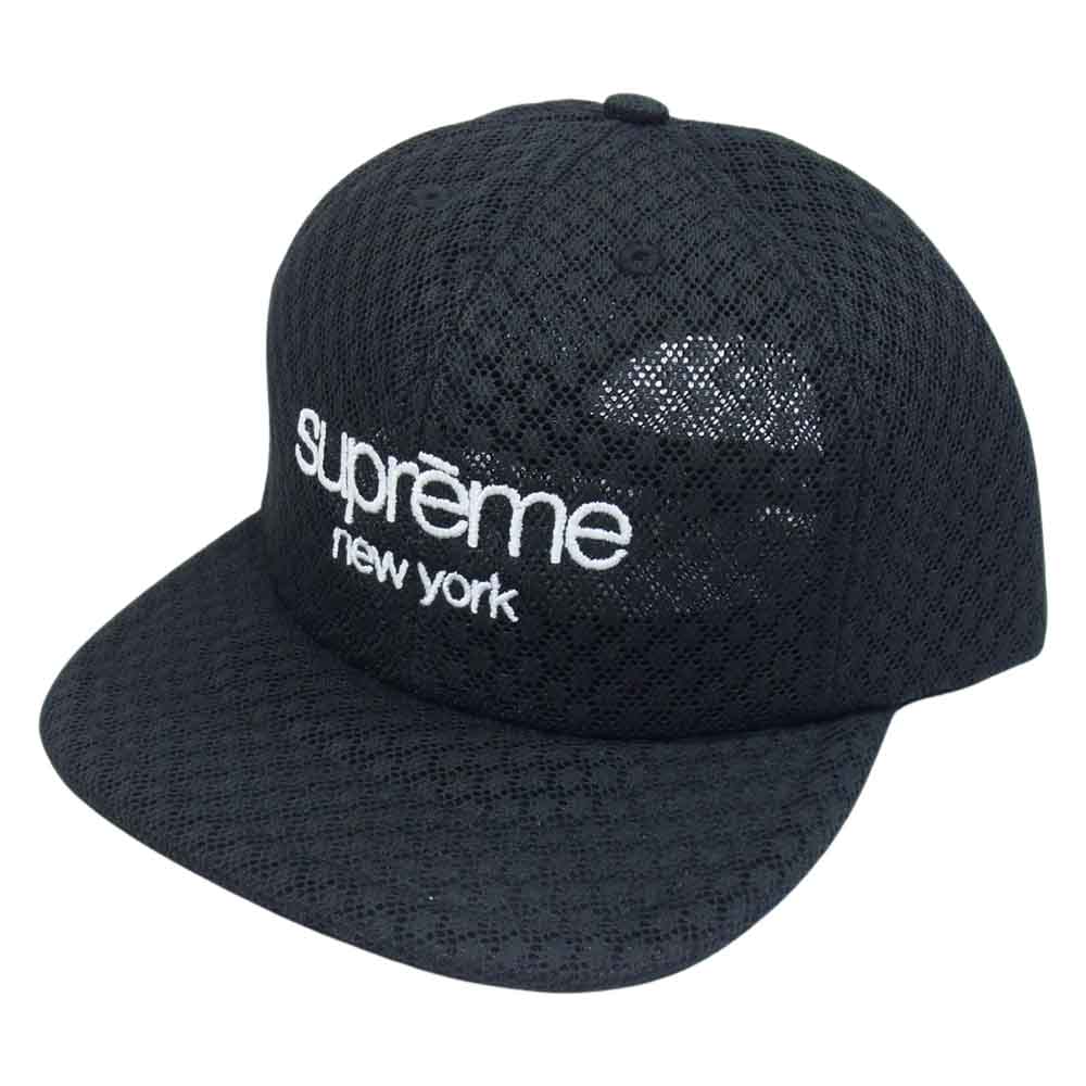 Supreme シュプリーム 22SS classic logo クラシック ロゴ 6－Panel パネル メッシュ New York ニューヨーク キャップ 帽子 ブラック系【美品】【中古】
