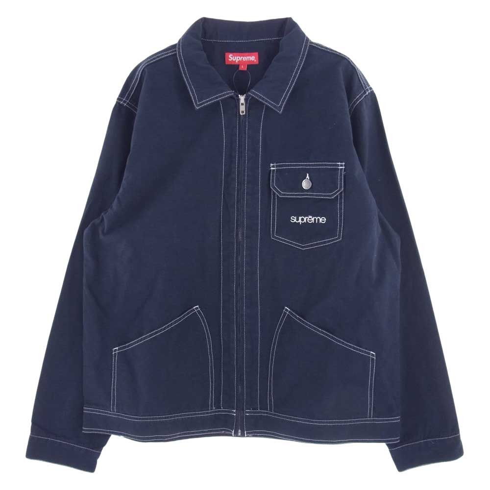 Supreme シュプリーム 18SS Contrast Stitch Work Jacket コントラスト ステッチ ワーク ジャケット ネイビー系 L【美品】【中古】