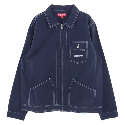 Supreme シュプリーム 18SS Contrast Stitch Work Jacket コントラスト ステッチ ワーク ジャケット ネイビー系 L【美品】【中古】