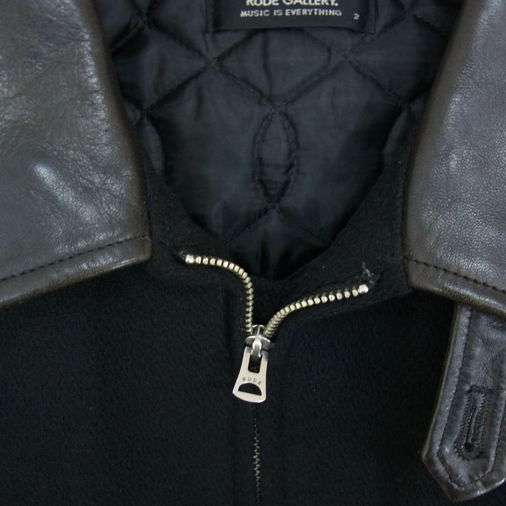 RUDE GALLERY ルードギャラリー SHEEPSKIN シープスキン レザー メルトン スタジャン ブラック系 2【中古】