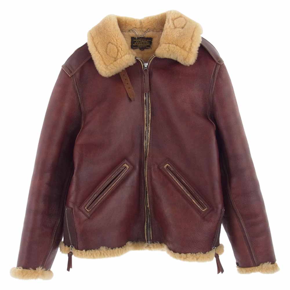 AERO LEATHER エアロレザー TYPE B-6 ムートン フライト ジャケット ブラウン系 38【中古】