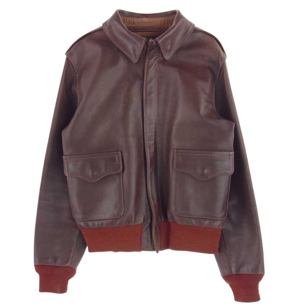The REAL McCOY'S ザリアルマッコイズ 30－1415 A-2 ラフウェア 実名復刻 レザー フライト ジャケット ブラウン系 38【中古】