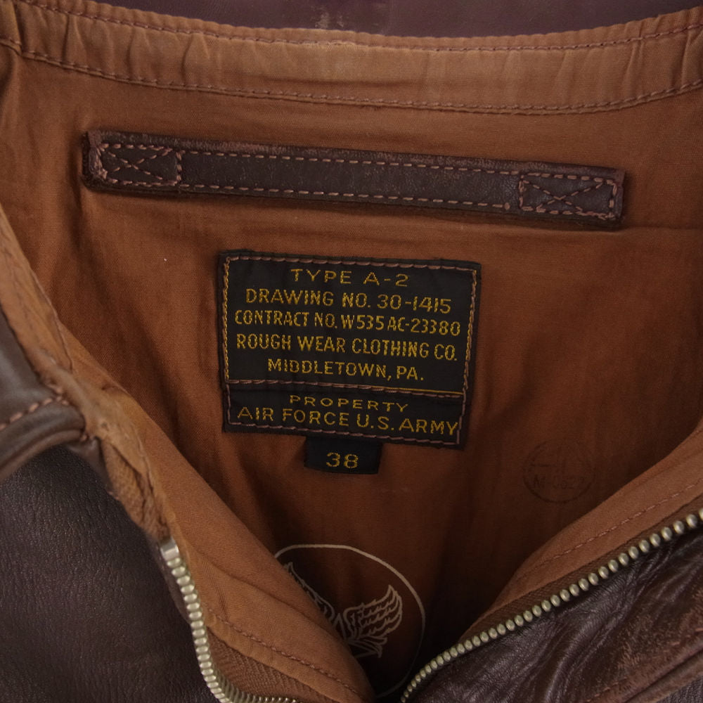 The REAL McCOY'S ザリアルマッコイズ 30－1415 A-2 ラフウェア 実名復刻 レザー フライト ジャケット ブラウン系 38【中古】