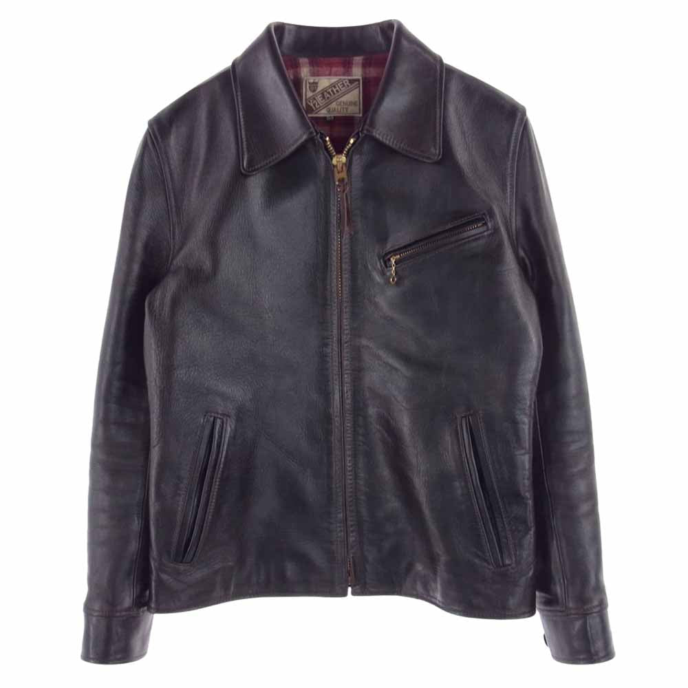 ワイツーレザー ホースハイド シングル ライダースジャケット ブラック系 38【中古】