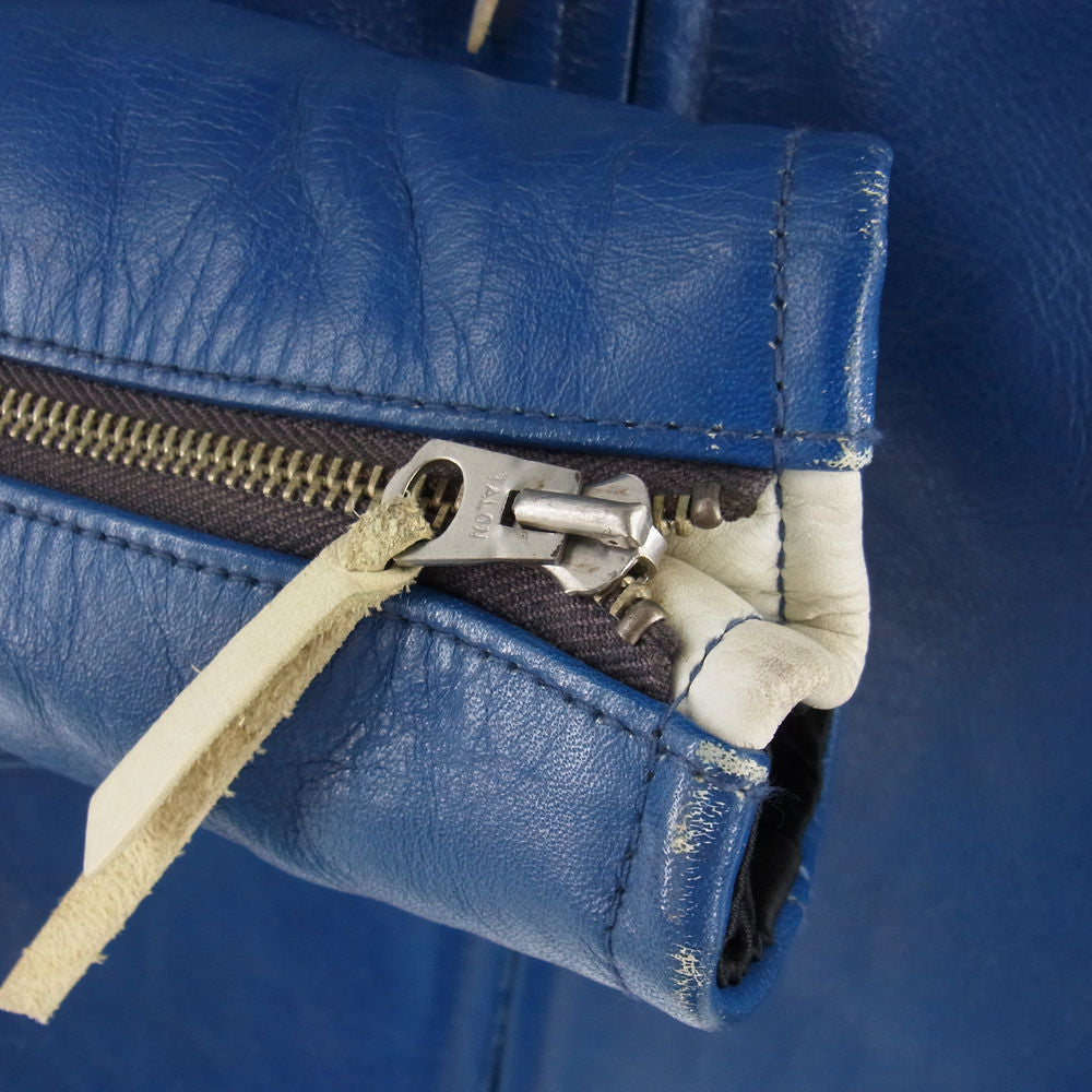 The REAL McCOY'S ザリアルマッコイズ J-100 パデット レザー ライダース ジャケット ブルー系 38【中古】