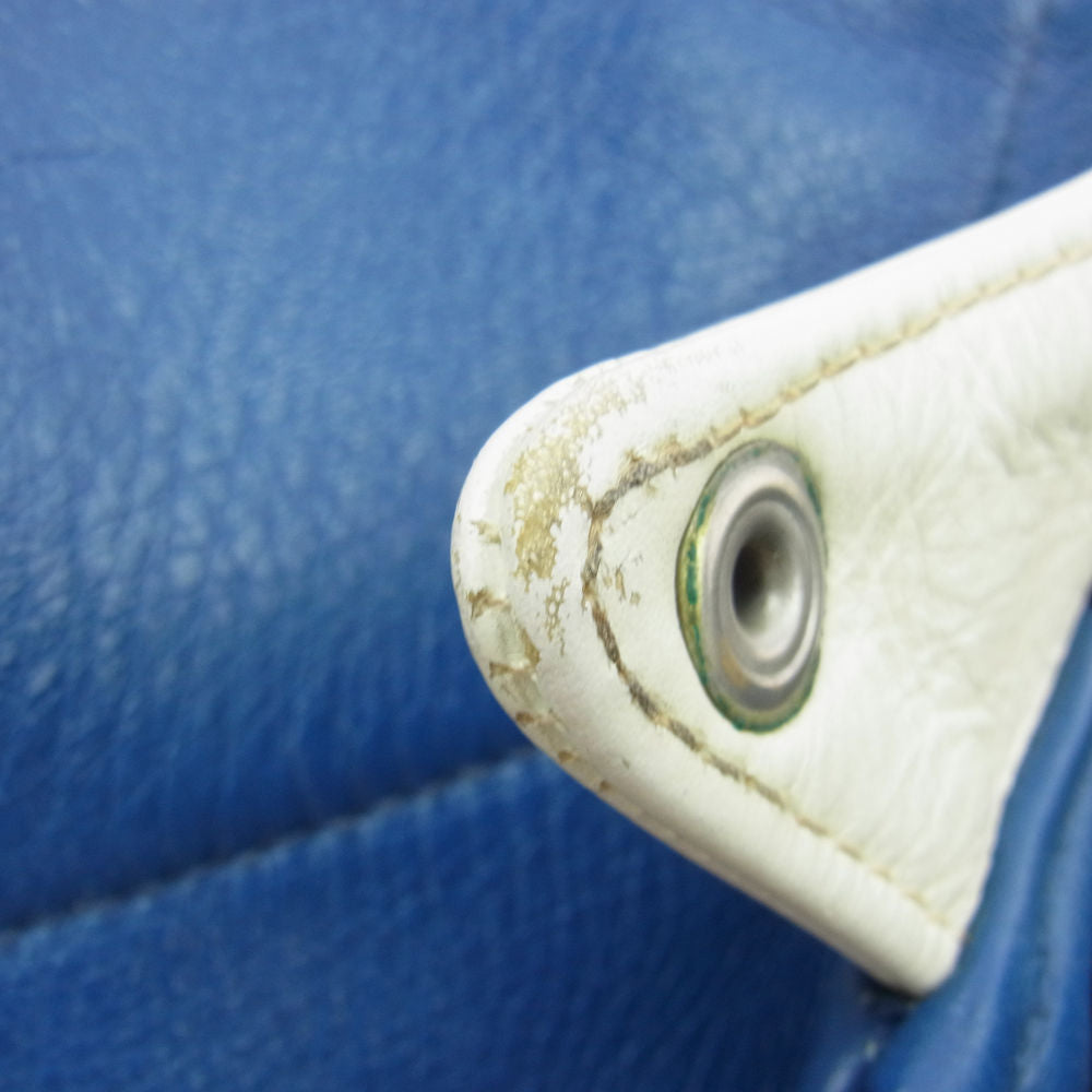 The REAL McCOY'S ザリアルマッコイズ J-100 パデット レザー ライダース ジャケット ブルー系 38【中古】