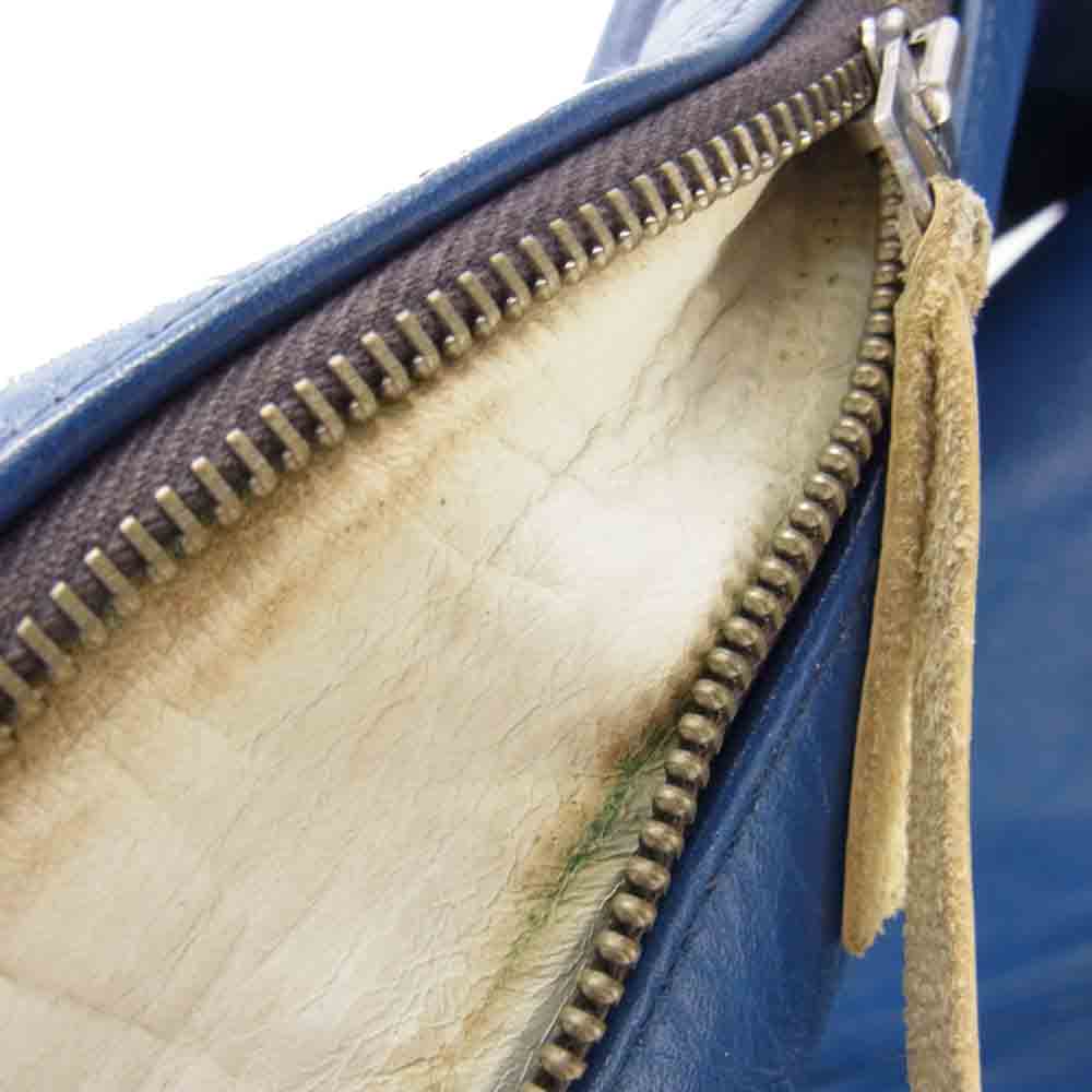 The REAL McCOY'S ザリアルマッコイズ J-100 パデット レザー ライダース ジャケット ブルー系 38【中古】