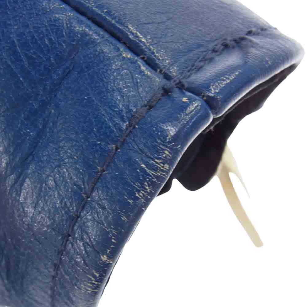 The REAL McCOY'S ザリアルマッコイズ J-100 パデット レザー ライダース ジャケット ブルー系 38【中古】