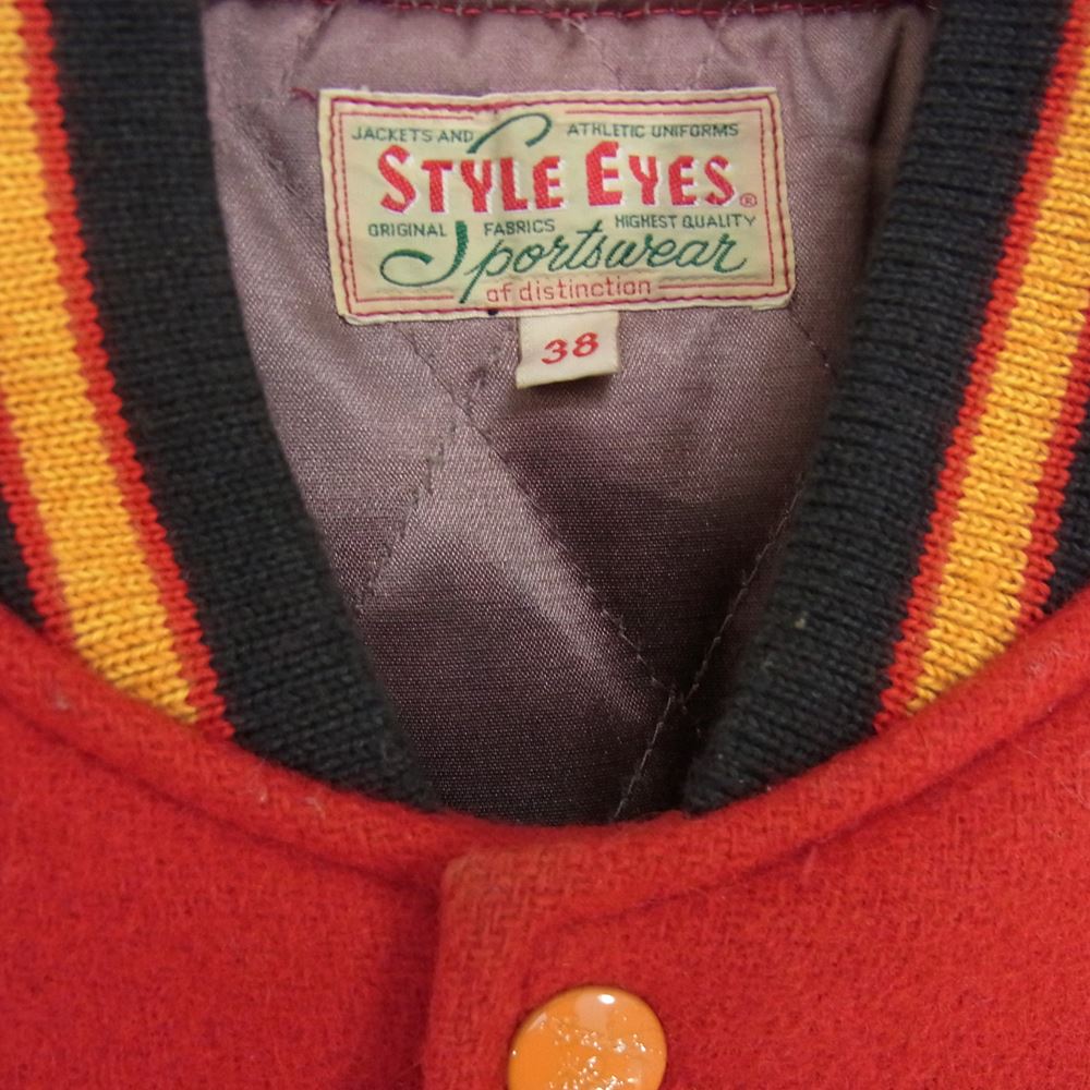 STYLE EYES スタイルアイズ M16491 M16492 M品番 レザー スタジャン ジャケット レッド系 38【中古】