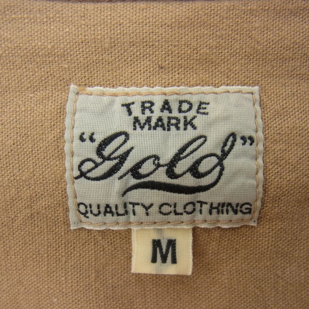 ゴールド 東洋 GL27768 スタンドカラー コットン シャツ ブラウン系 M【中古】