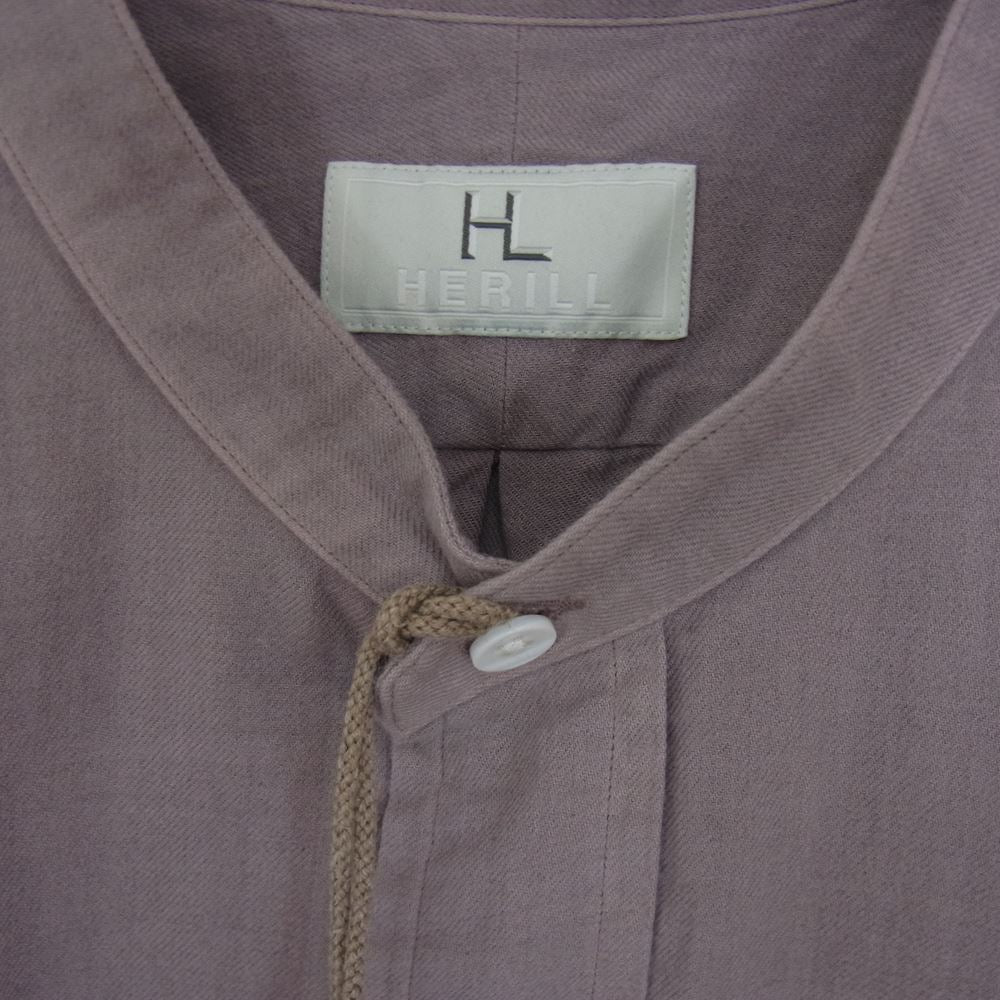 ヘリル 22-050-HL-8010-3 Cotton Cashmere Brush Standcollar Shirts コットン カシミヤ スタンドカラー シャツ ピンクパープル系 1【中古】