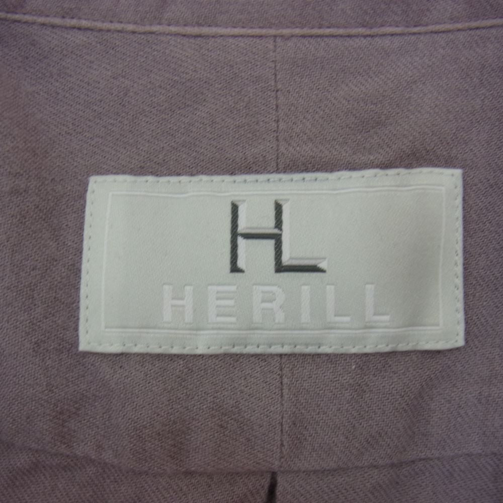 ヘリル 22-050-HL-8010-3 Cotton Cashmere Brush Standcollar Shirts コットン カシミヤ スタンドカラー シャツ ピンクパープル系 1【中古】