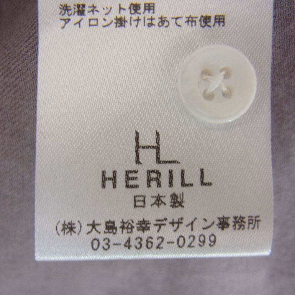 ヘリル 22-050-HL-8010-3 Cotton Cashmere Brush Standcollar Shirts コットン カシミヤ スタンドカラー シャツ ピンクパープル系 1【中古】