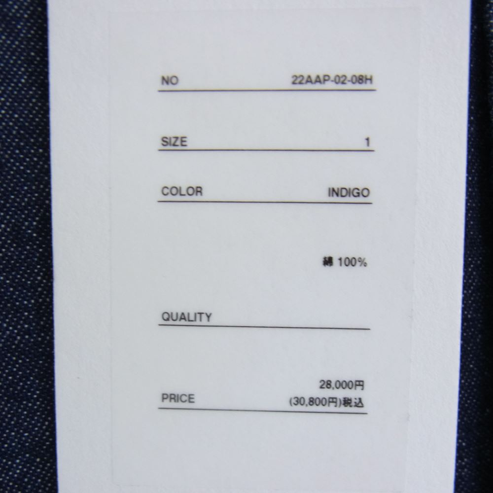アプレッセ 22AW 22AAP-02-08H BD Denim Shirt デニム シャツ インディゴブルー系 1【美品】【中古】