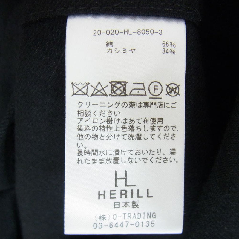 ヘリル 20-020-HL-8050-3 CASHMERE DENIM WORK COAT カシミヤ デニム ワーク コート ブラック系 2【美品】【中古】