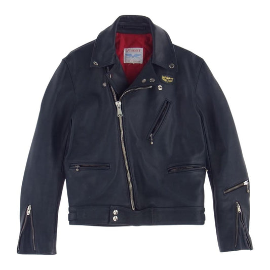 Lewis Leathers ルイスレザー 666期 青羽タグ CYCLONE サイクロン レザー ジャケット ネイビー系 38【中古】