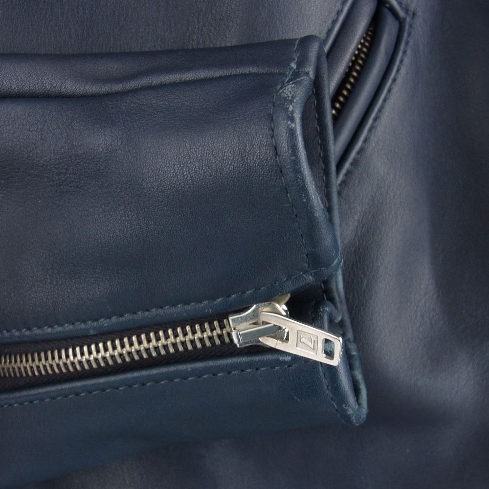 Lewis Leathers ルイスレザー 666期 青羽タグ CYCLONE サイクロン レザー ジャケット ネイビー系 38【中古】