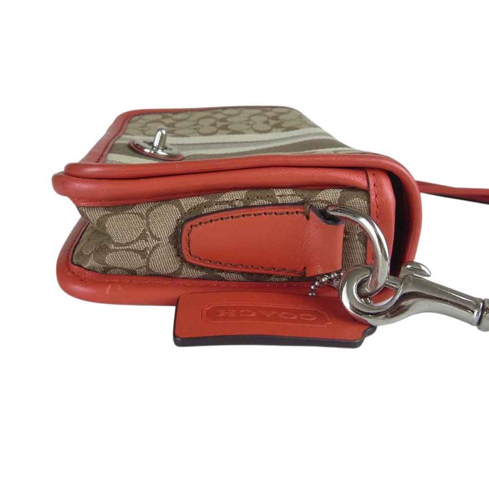 COACH コーチ 19919 シグネチャー ショルダー バッグ オレンジ系【中古】