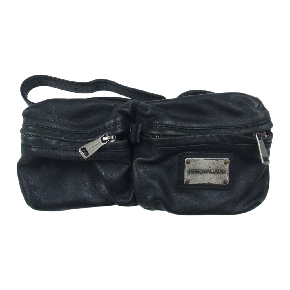 DOLCE&GABBANA ドルチェアンドガッバーナ レザー ウエスト ボディ バッグ ブラック系【中古】