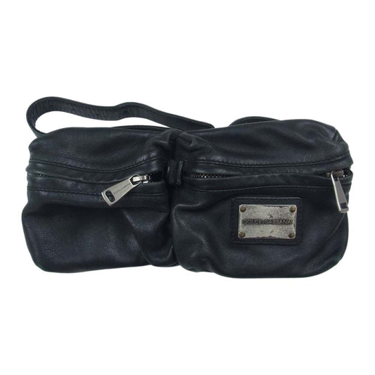 DOLCE&GABBANA ドルチェアンドガッバーナ レザー ウエスト ボディ バッグ ブラック系【中古】
