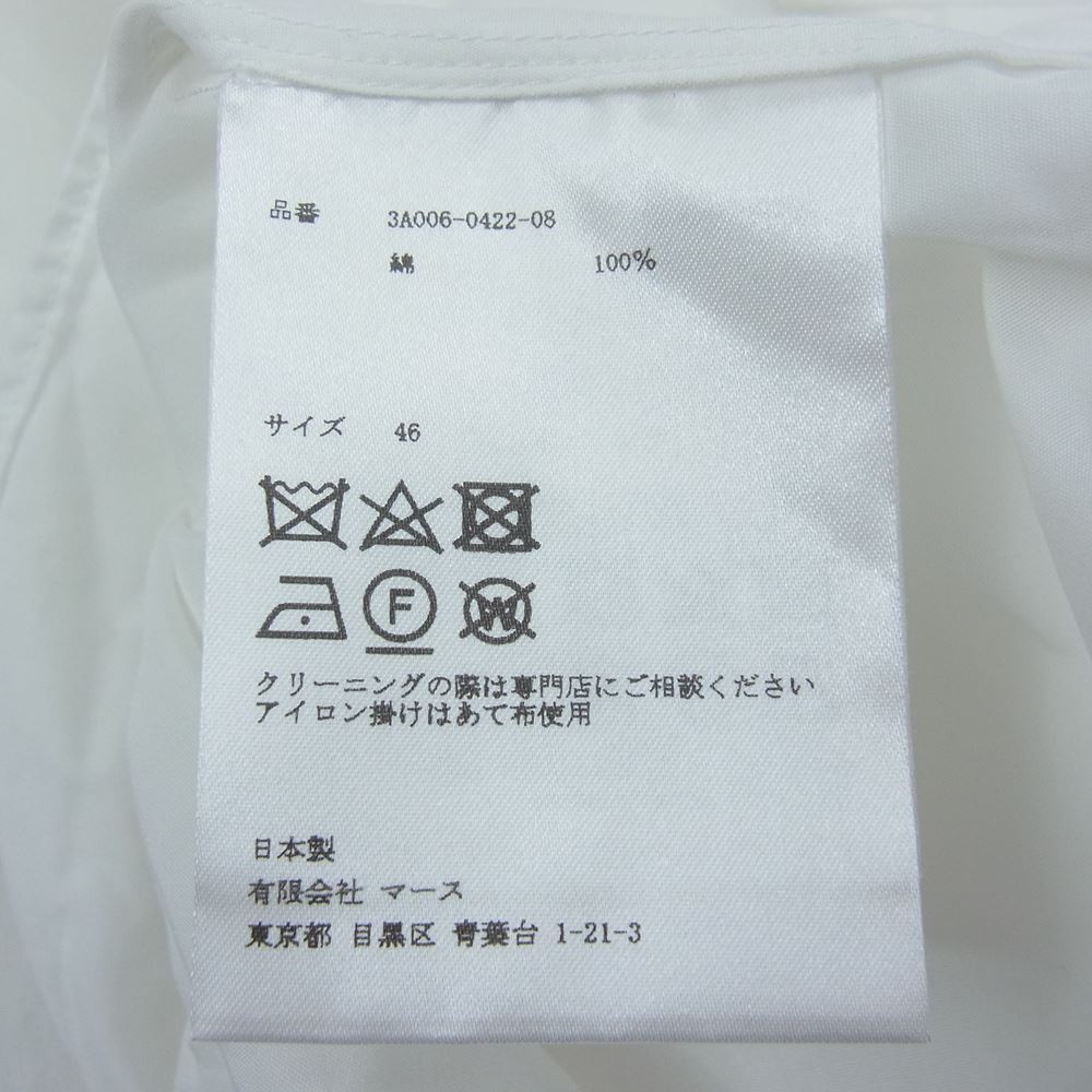 JOHN LAWRENCE SULLIVAN ジョンローレンスサリバン 22SS ３A006-0422-08 BROADCLOTH SLEEVELESS SHIRT  ブロースクロススリーブレスシャツ ホワイト系 46【美品】【中古】