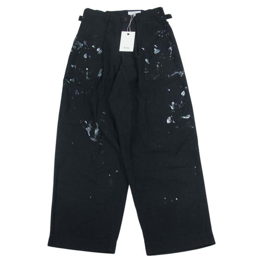 marka マーカ 23ss  M23A-08PT11C BAKER PANTS PAINTED ORGANIC COTTON BACK SATIN ベイカーパンツ ペインテッド ブラック系 1【極上美品】【中古】