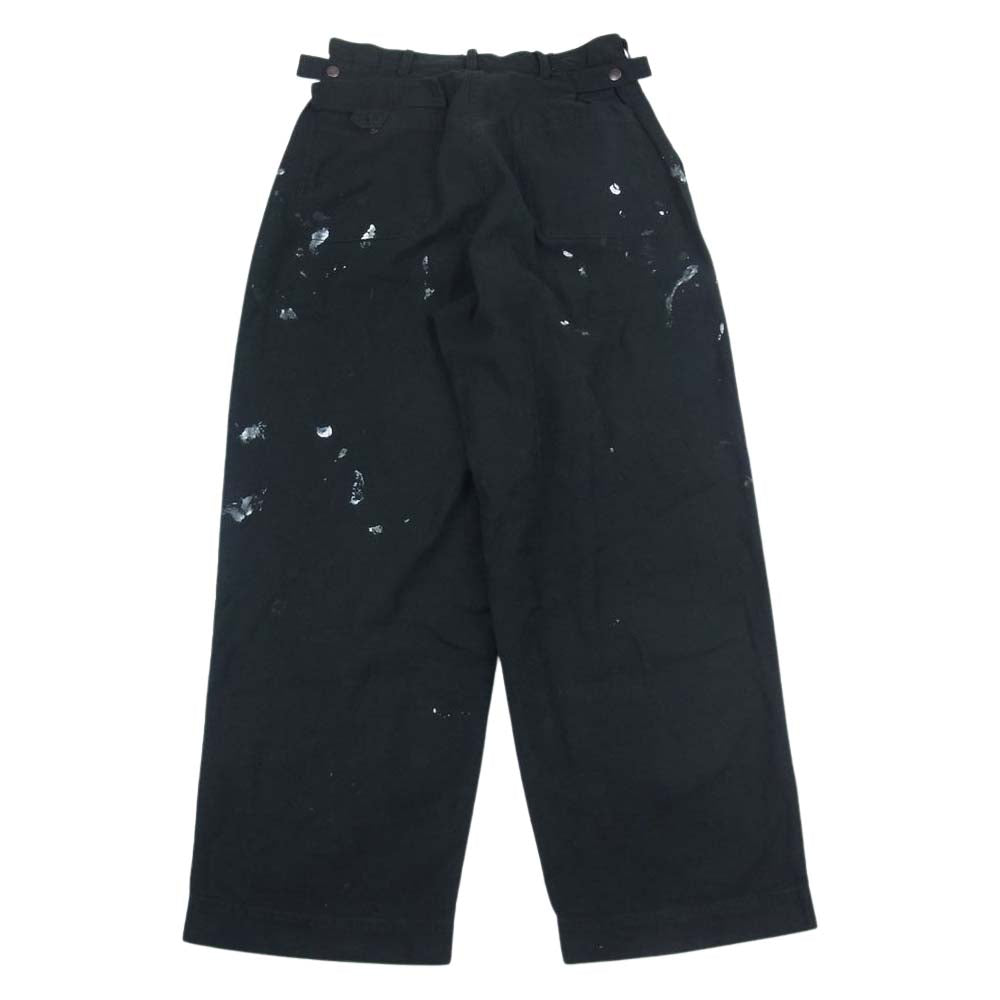 marka マーカ 23ss  M23A-08PT11C BAKER PANTS PAINTED ORGANIC COTTON BACK SATIN ベイカーパンツ ペインテッド ブラック系 1【極上美品】【中古】